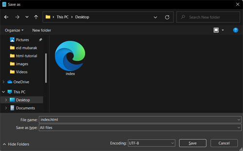 HTML Saving File